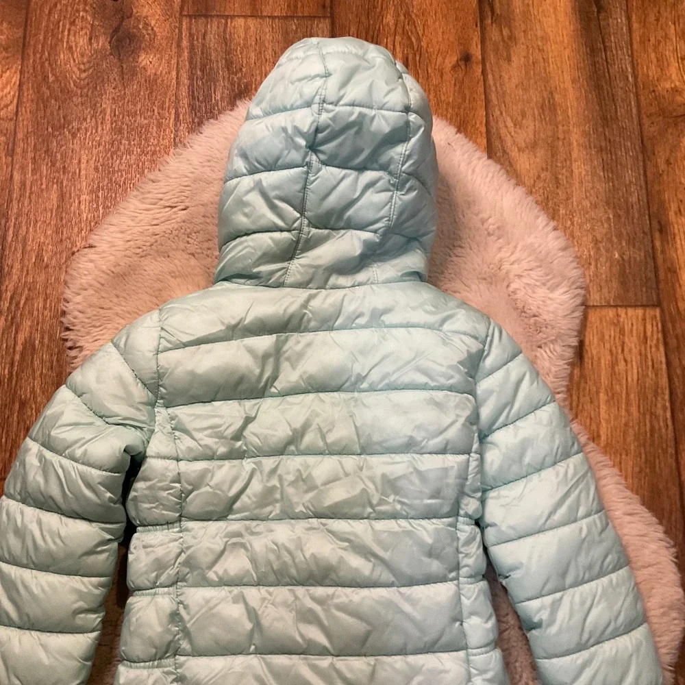 Nike Puffer Coat Size XS 4 Girls With‎ Hood Insulated Winter Teal Blue Kids